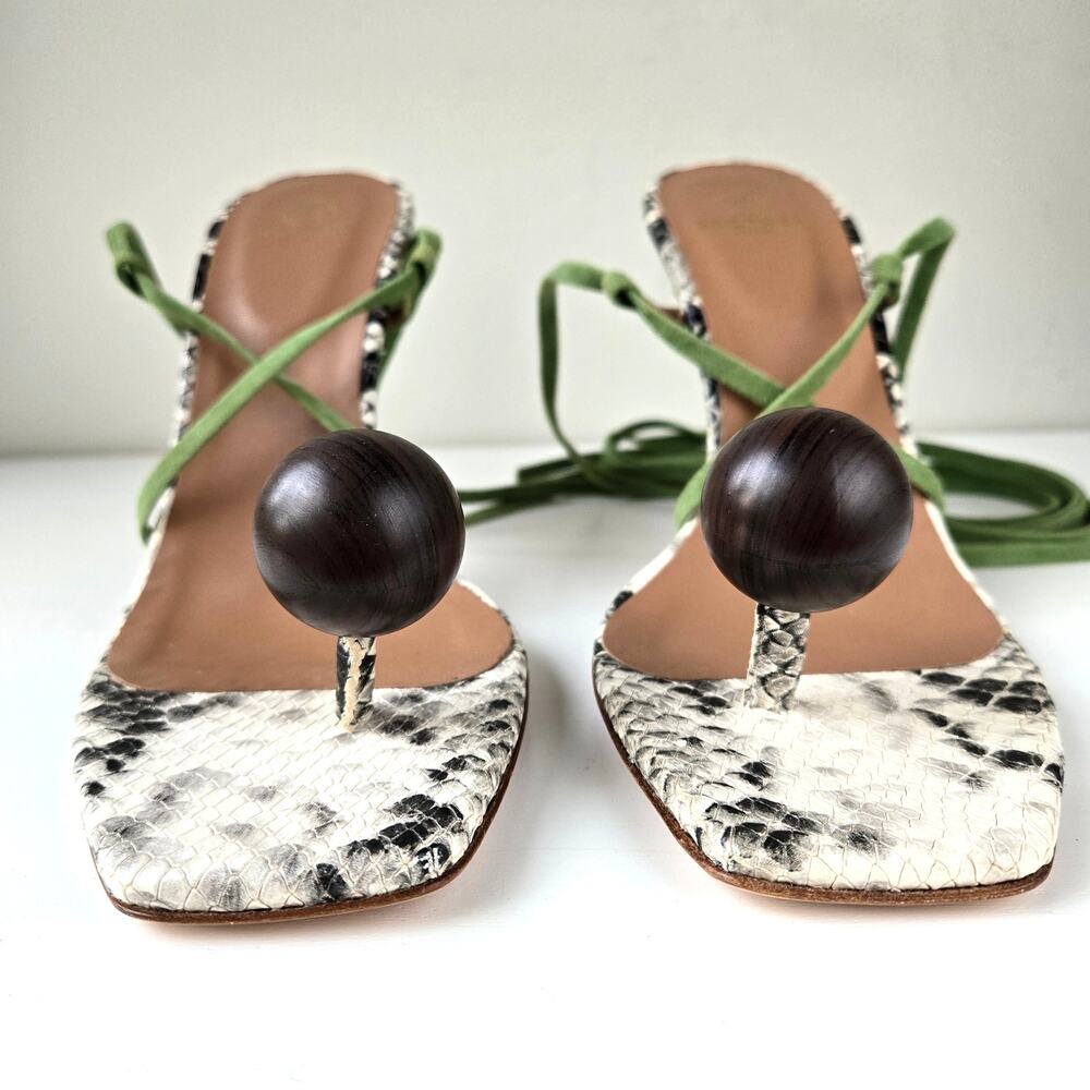 Brother Vellies NEW Snakeskin Wood Globe Lace-Up Ankle Strap Sandal Heels Size 9 - Picture 16 of 16